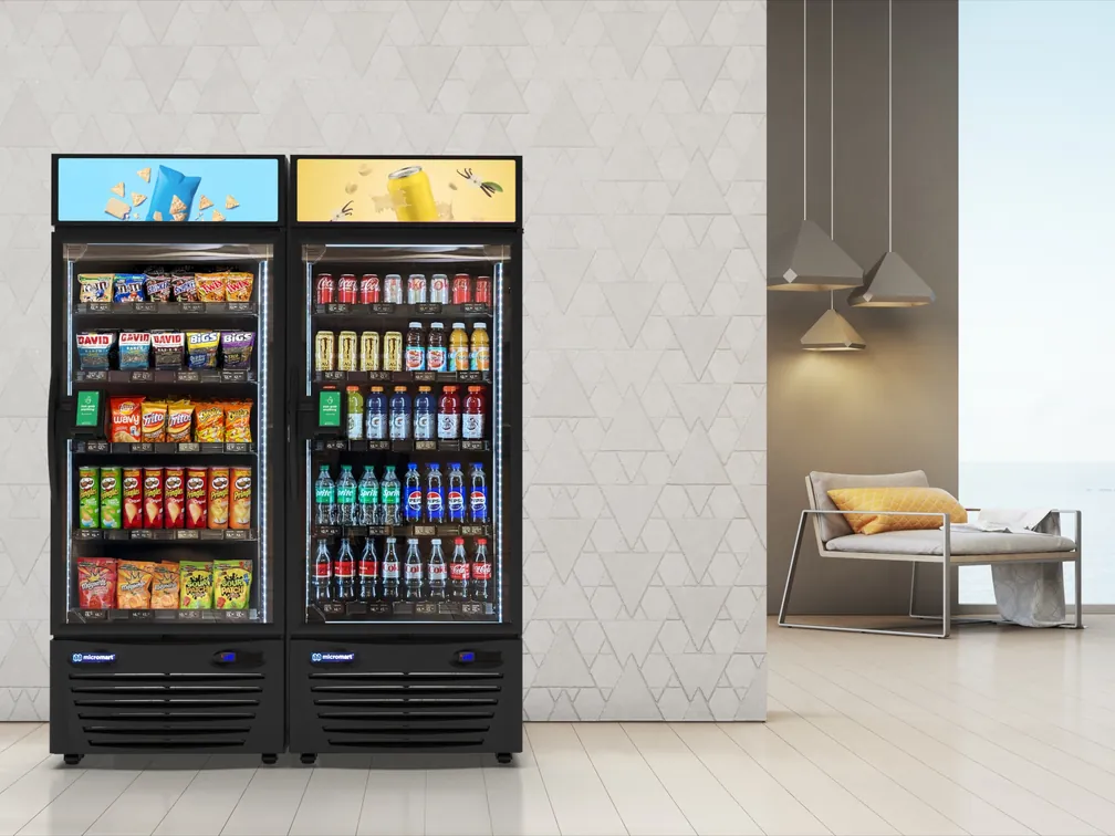 Smart coolers in a bright waiting area